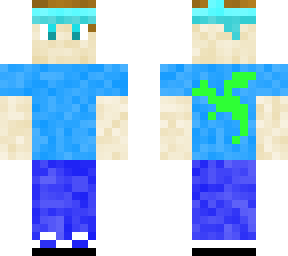 Boy with blue bandanna and blue and green dragon Tshirt