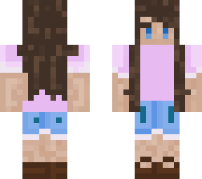 Pastel girl brown hair blue eyes