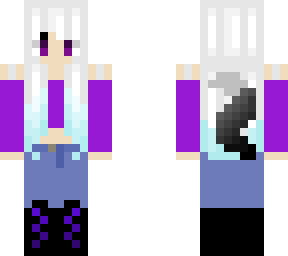 werewolf girl with white faded into blue hair